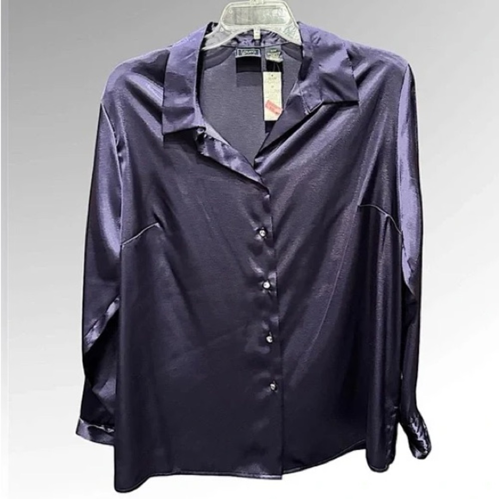 Sears Deep Purple Satin Button Down Shirt